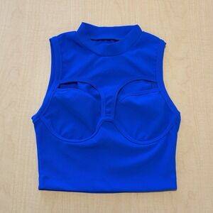 NWOT Women's Crop Top w Cutouts Royal Blue Size S